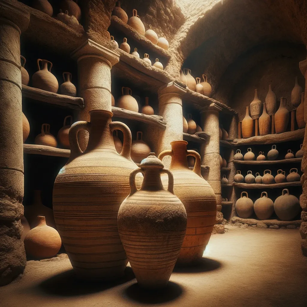 3 clay amphorae