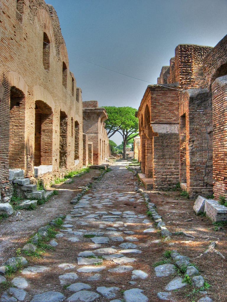 An insula dating from the early 2nd century AD in the Roman port town of Ostia Antica.