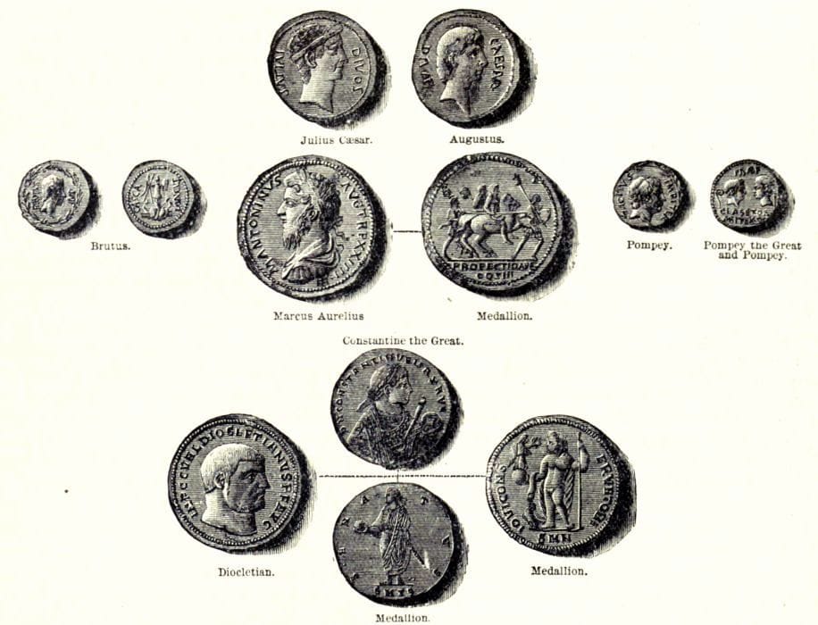 Coins of the Roman Replic and Empire - from Cassell's History of England, Vol. I. 
