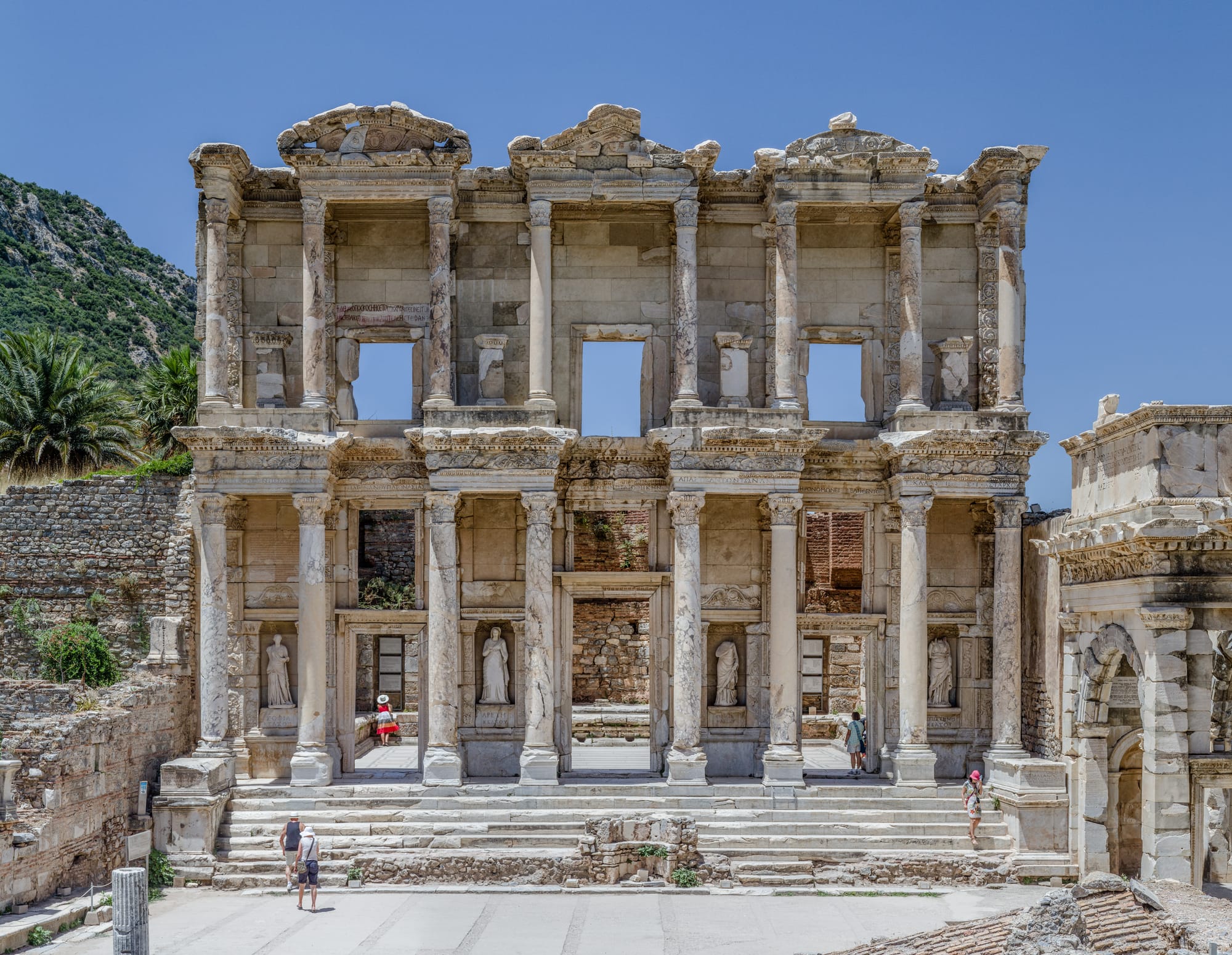 Façade of the Celsus library, in Ephesus, near Selçuk, west Turkey
