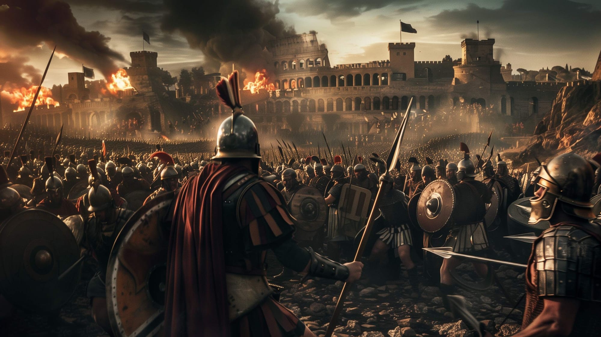 Alaric and his Visigoths laying siege on Rome. 