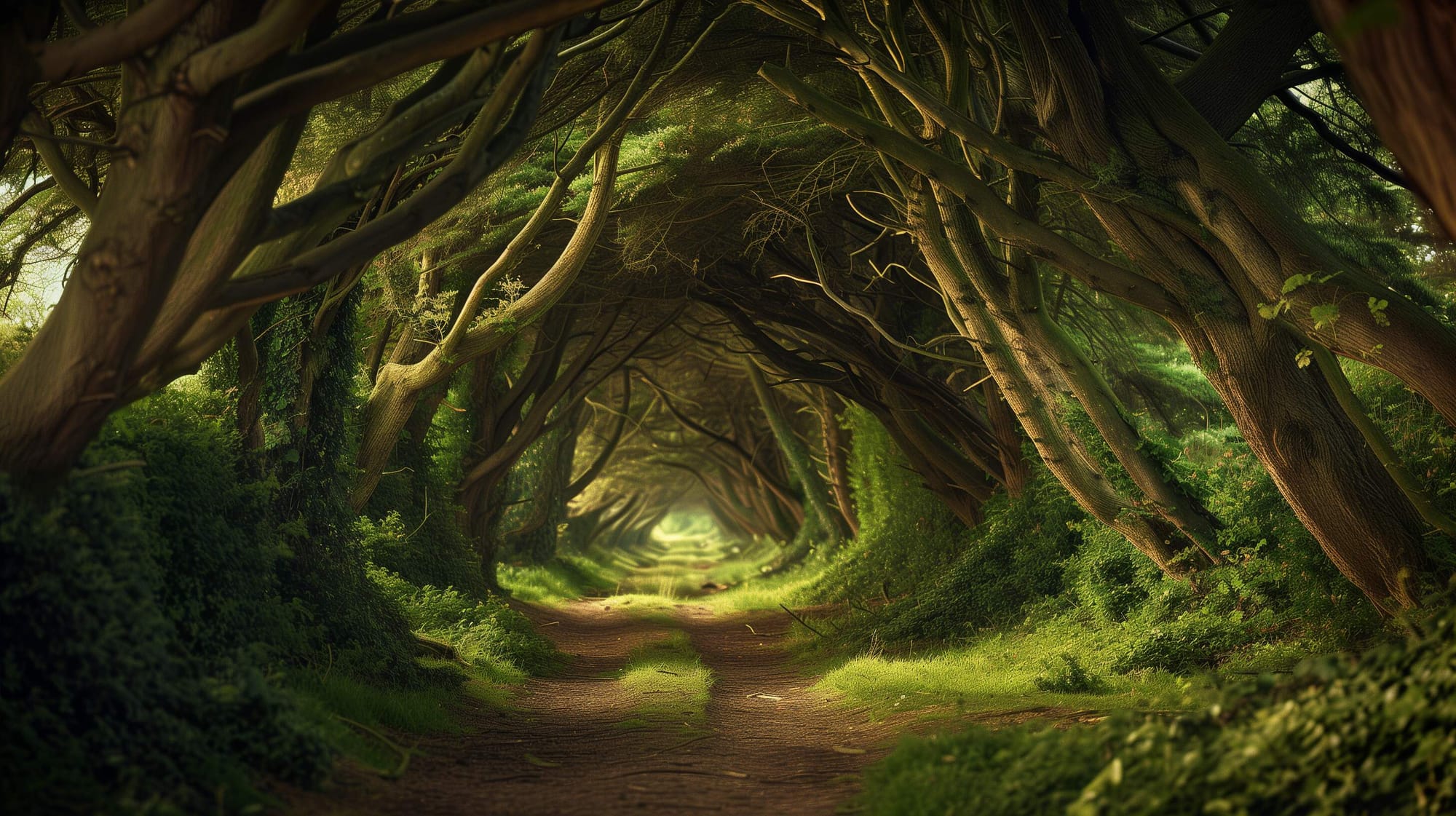 A typical setting in the UK, where Roman roads shaped the forests into natural tunnels