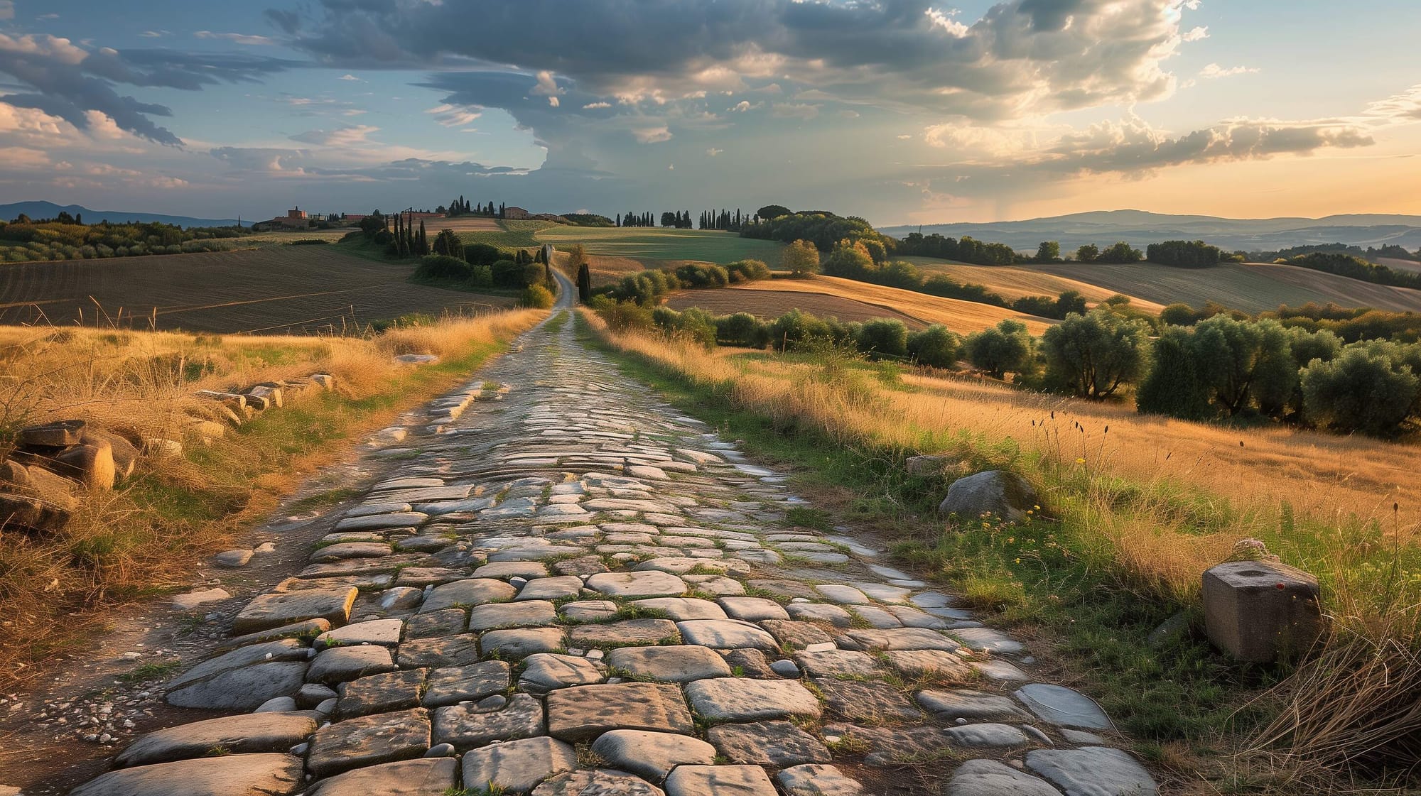A typical early Roman road, in the Tuscan countryside