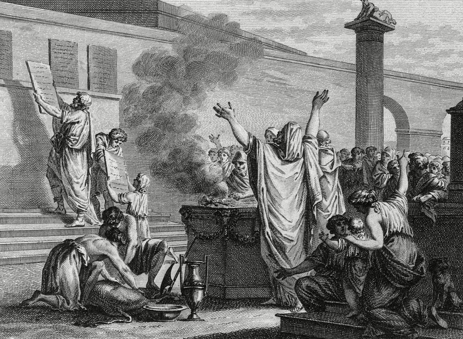 The unveiling of the Twelve Tables, a collection of Roman laws that were written at the insistence of the plebeians, 450 BCE