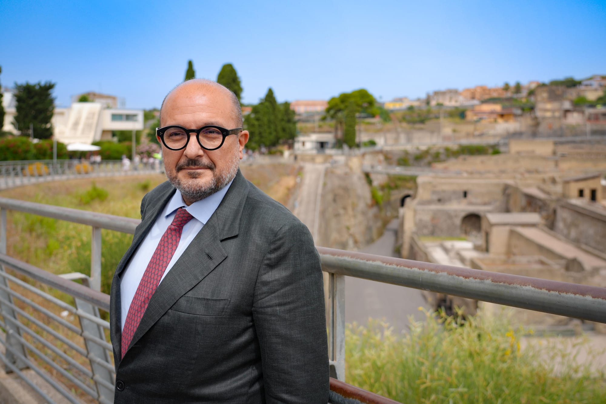 Minister of Culture Gennaro Sangiuliano at the Herculaneum Beach inauguration