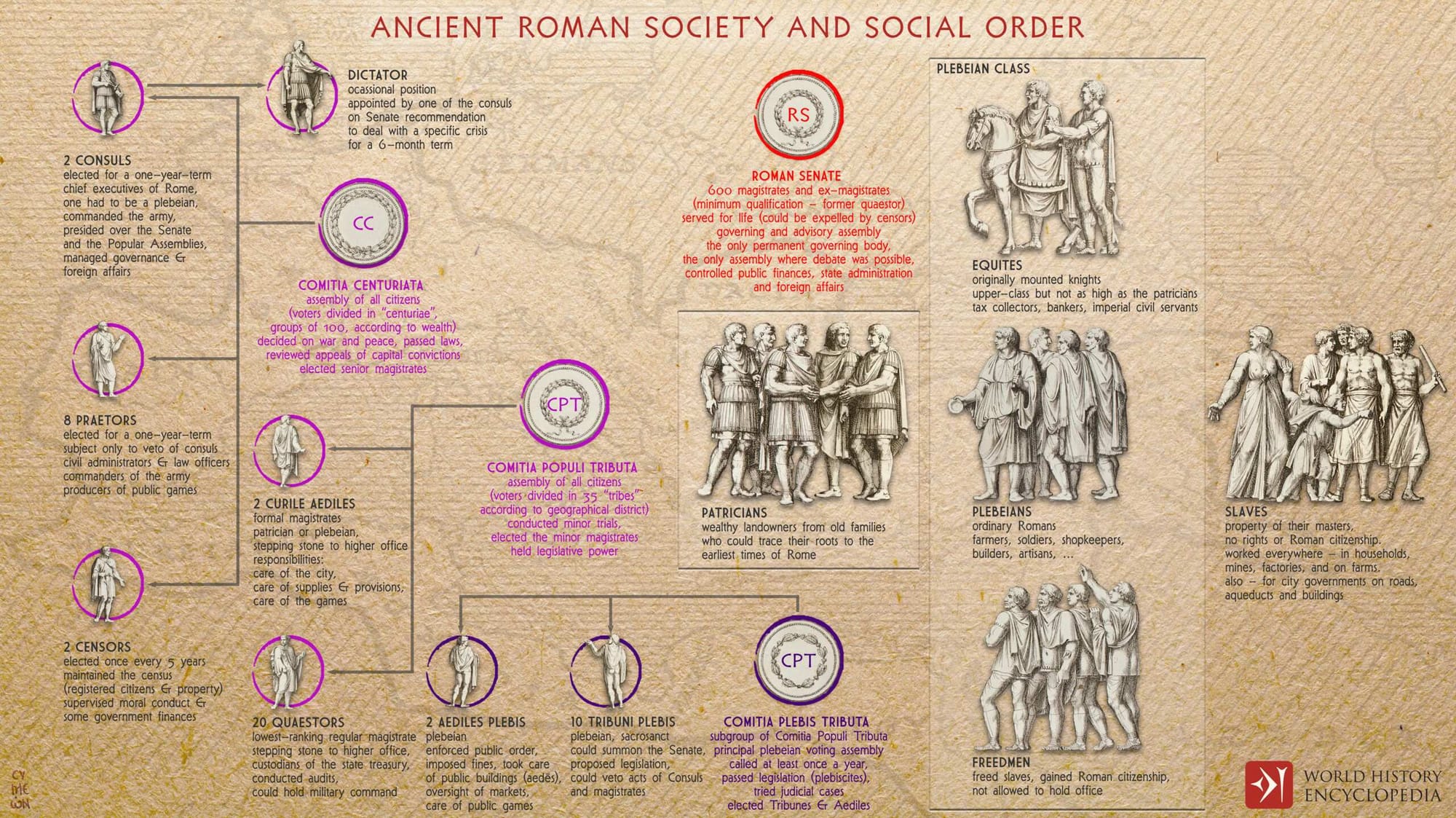 Ancient Roman Society and Social Order graph, showcasing how consuls were only second to the dictator (or later, Emperor)