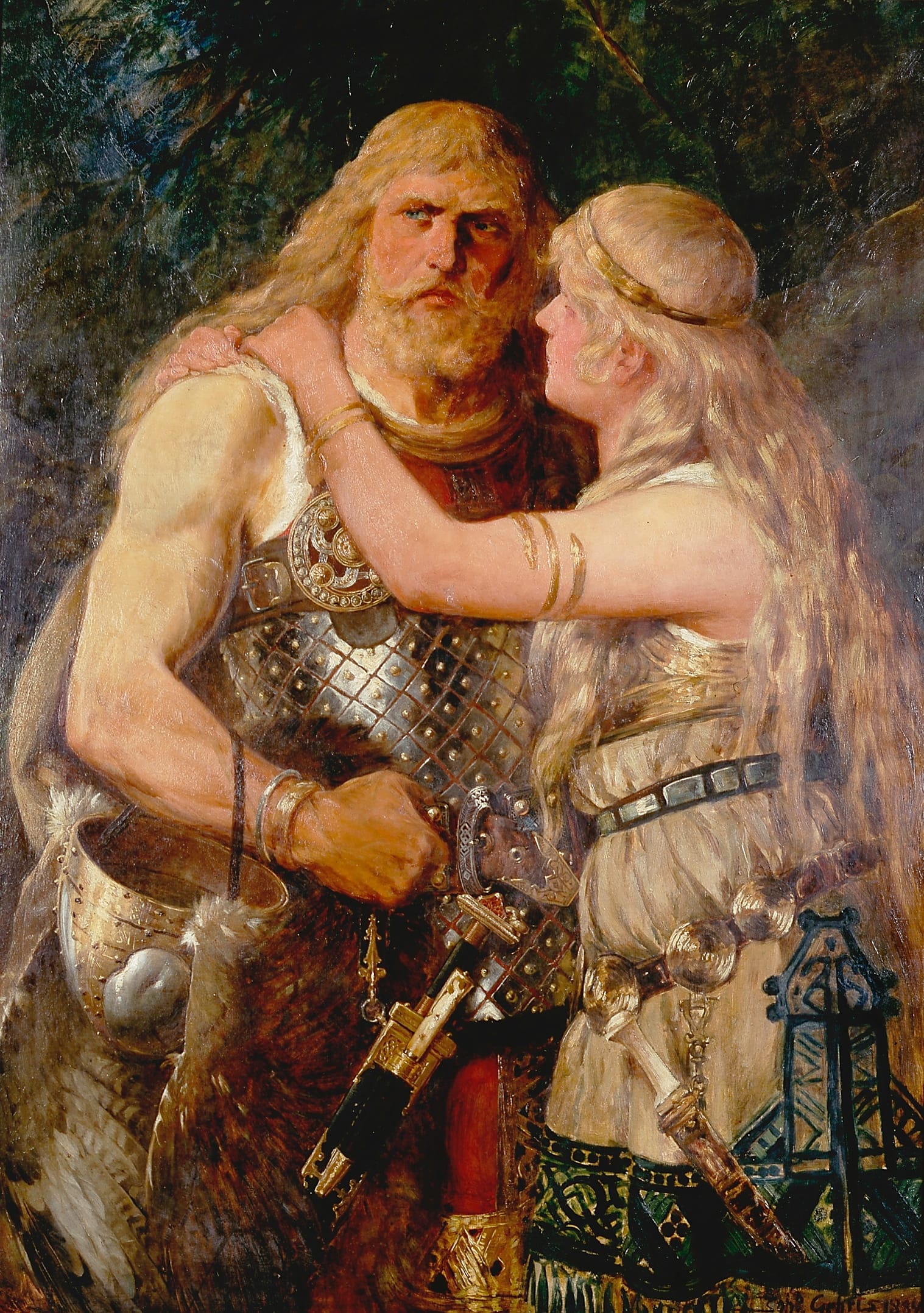  Created in 1884 by Johannes Gehrts, the art piece depicts Arminius saying farewell to his beloved wife before he goes off into battle.