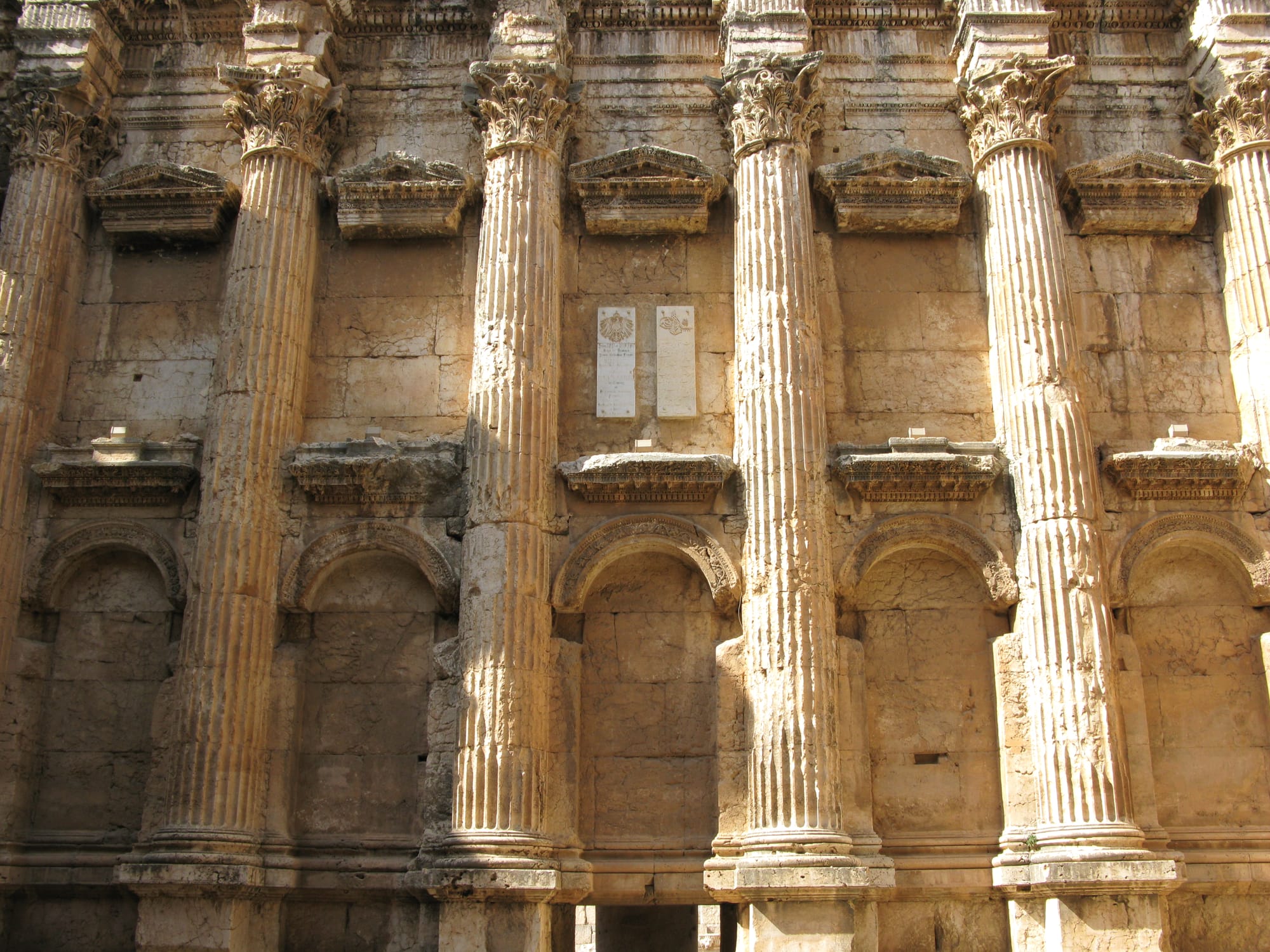 Corinthian capitals ornamenting the columns of the Temple of Bacchus