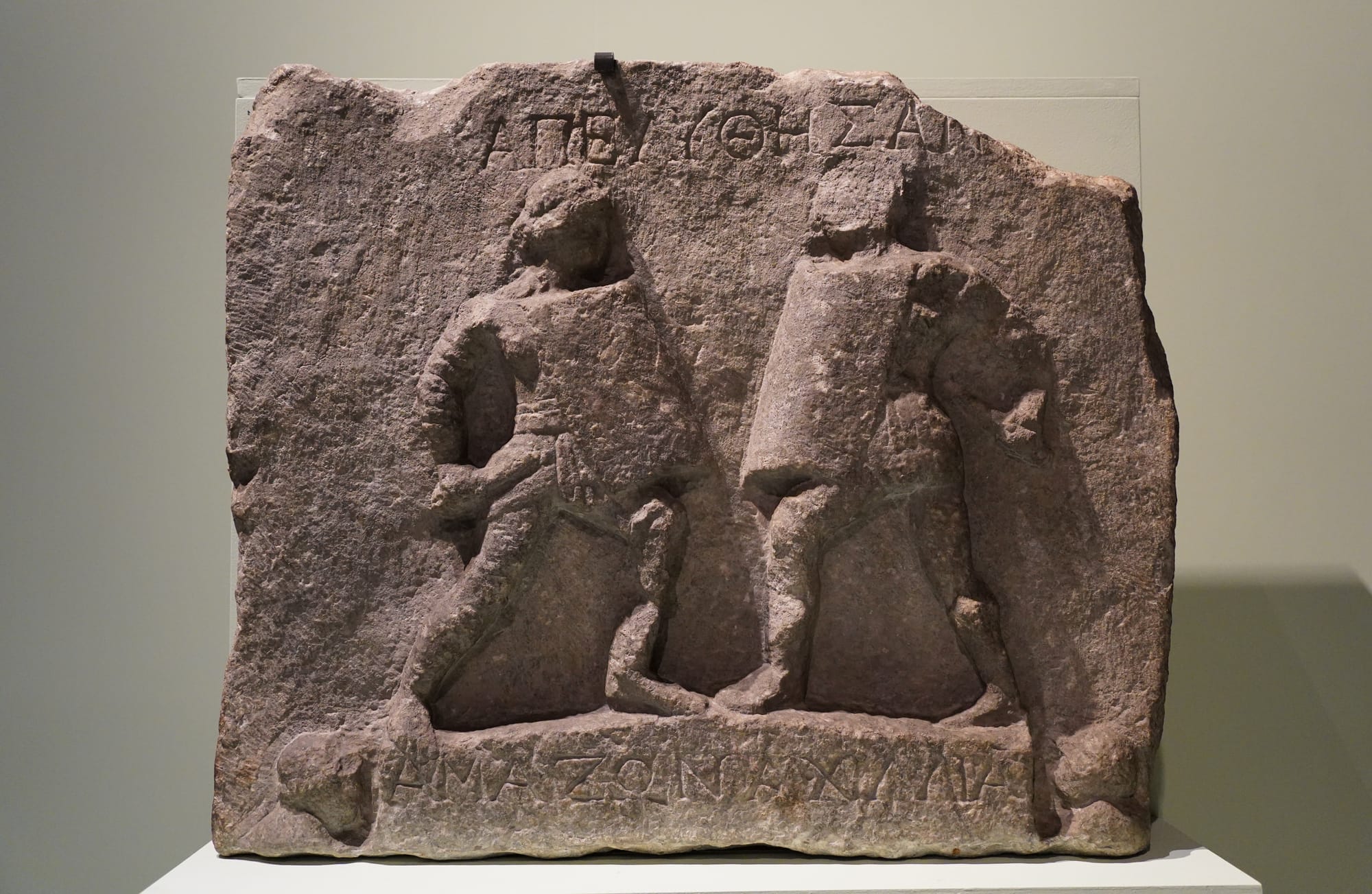 Relief depicting a battle scene between gladiatrix Amazon and female gladiator Achillia