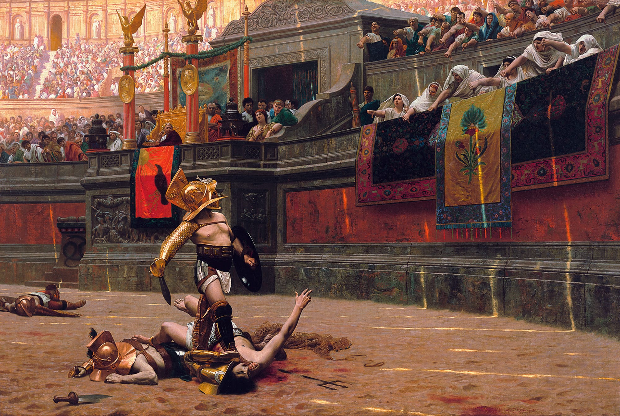 Pollice Verso, an 1872 painting by Jean-Léon Gérôme (Phoenix Art Museum), was the subject of great debate regarding its historical accuracy