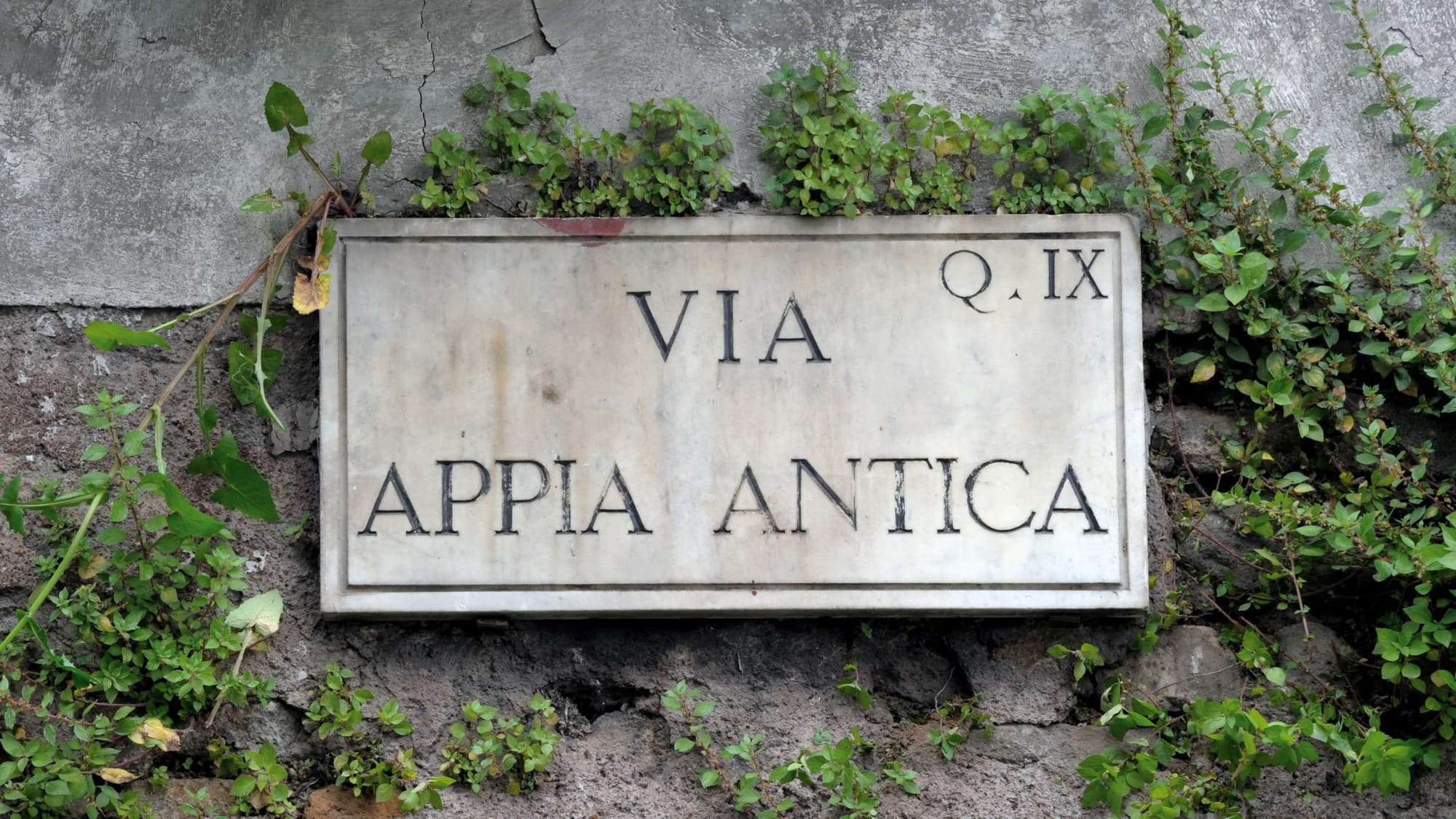 Via Appia Antica sign, on the Appian Way