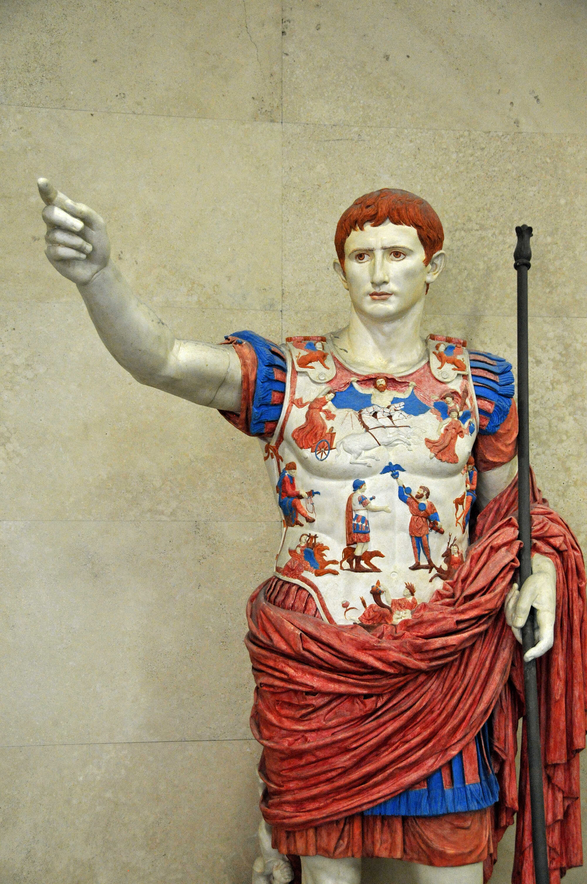 The Vatican Museums have produced a copy of the statue Caesar Augustus of Prima Porta in the theorized original colours, as confirmed when the statue was cleaned in 1999