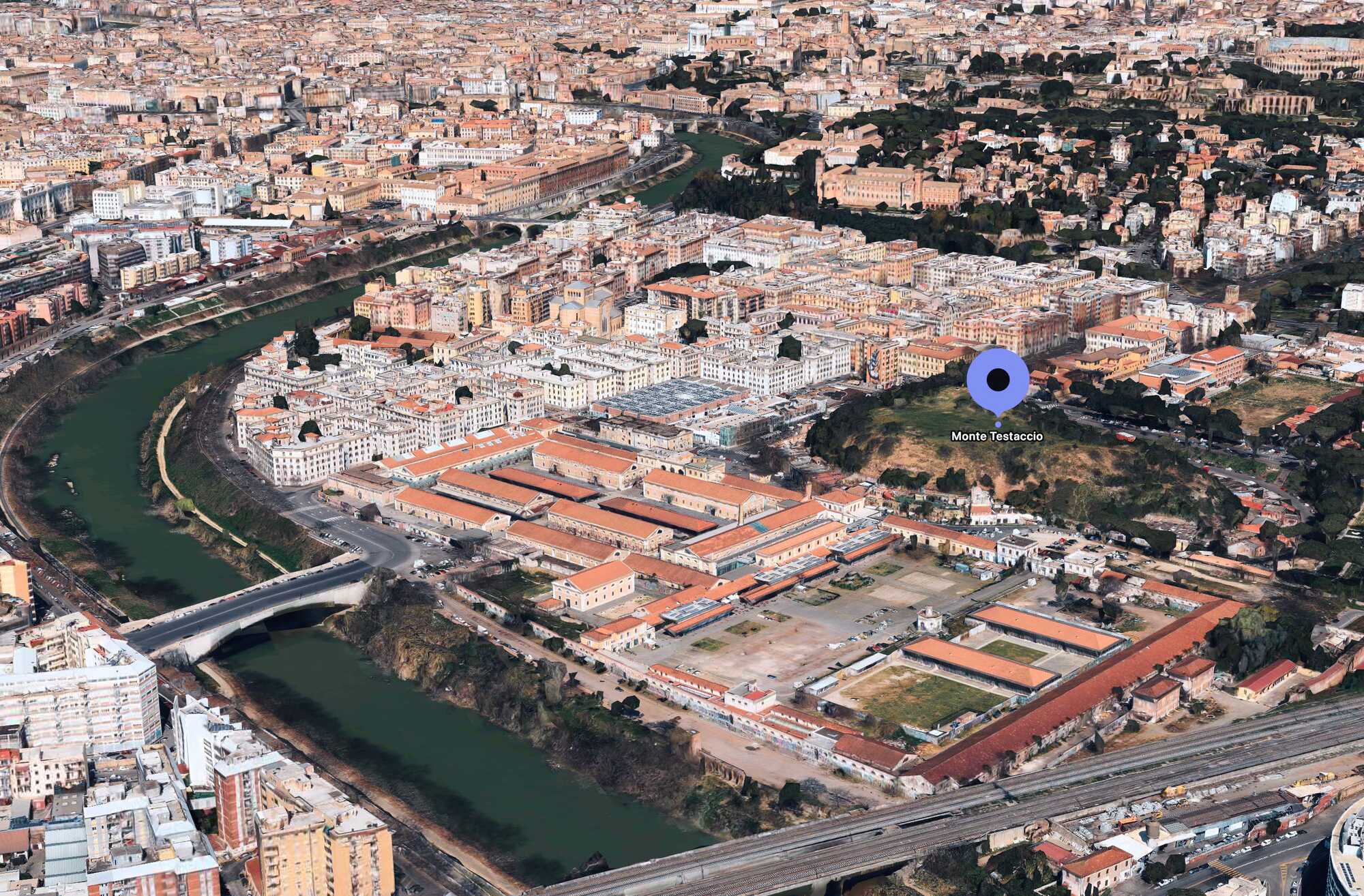 Monte Testaccio’s Location, in Rome’s city centre