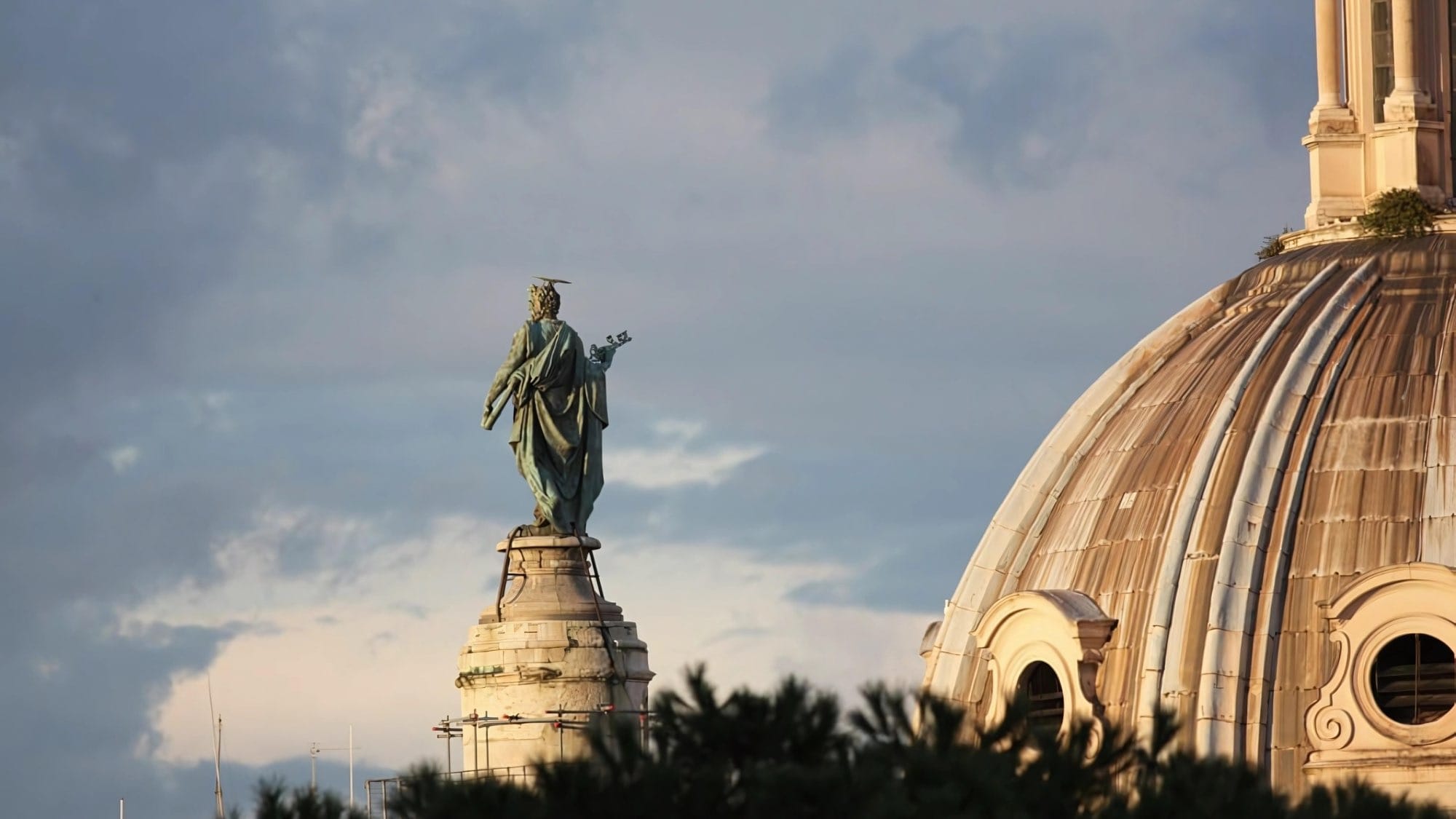 St. Peter overlooks Rome, because Emperor Trajan fell from a lightning bolt.