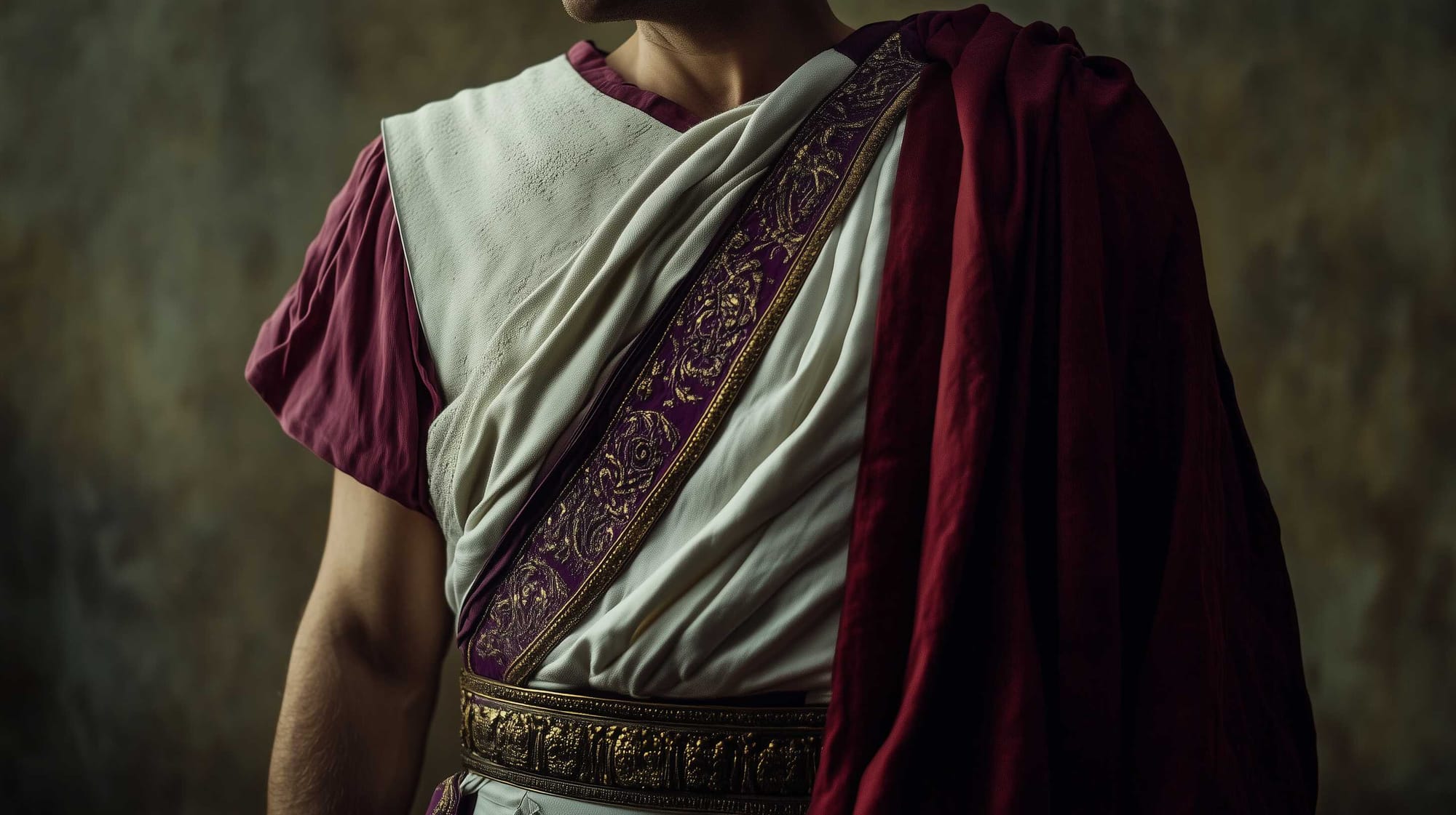 A possible representation of the details of a toga praetexta, as worn by a Roman senator