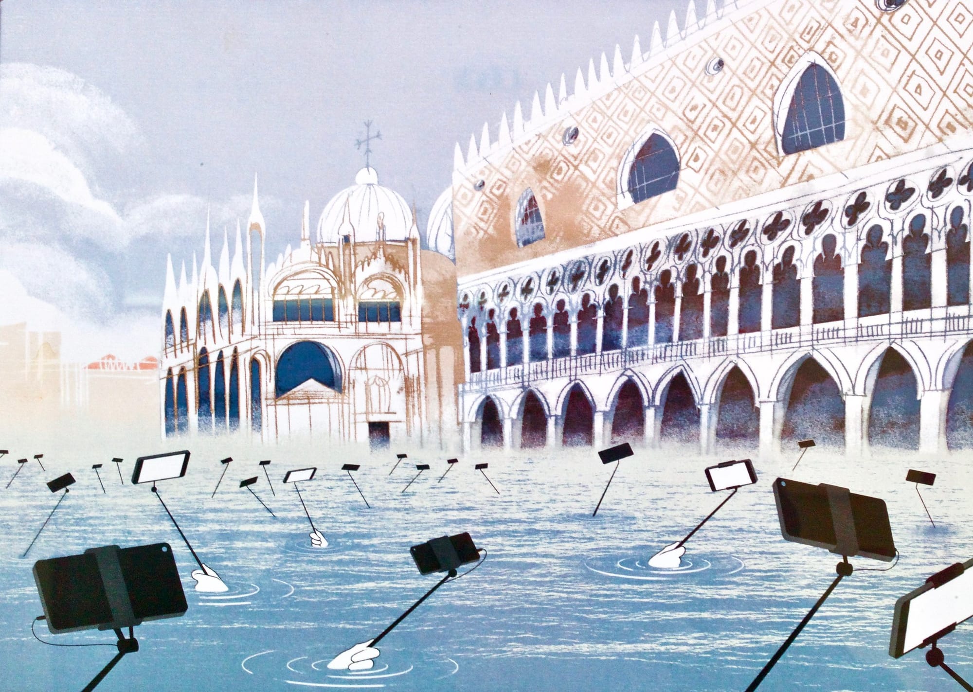 The satirical piece, Flooding in Venice (2018), by André Carrilho