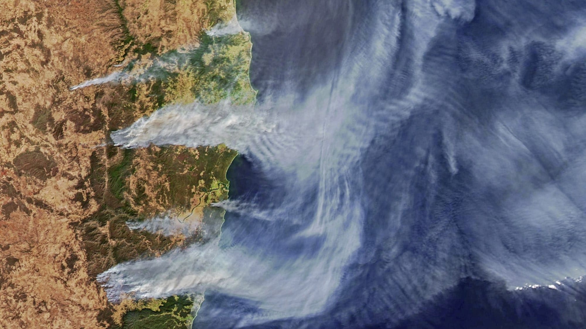 The extensive bushfires in Australia, 2020, Satellite image.