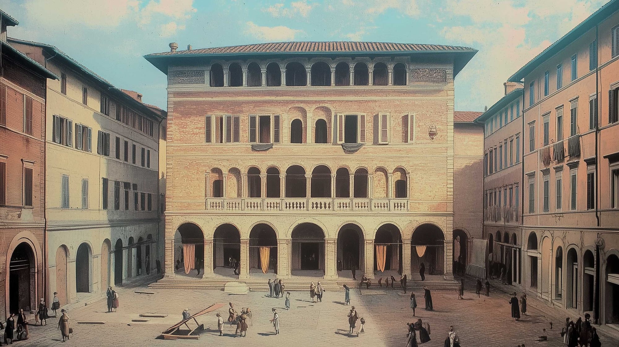 A possible representation of an ancient Roman insula apartment building.