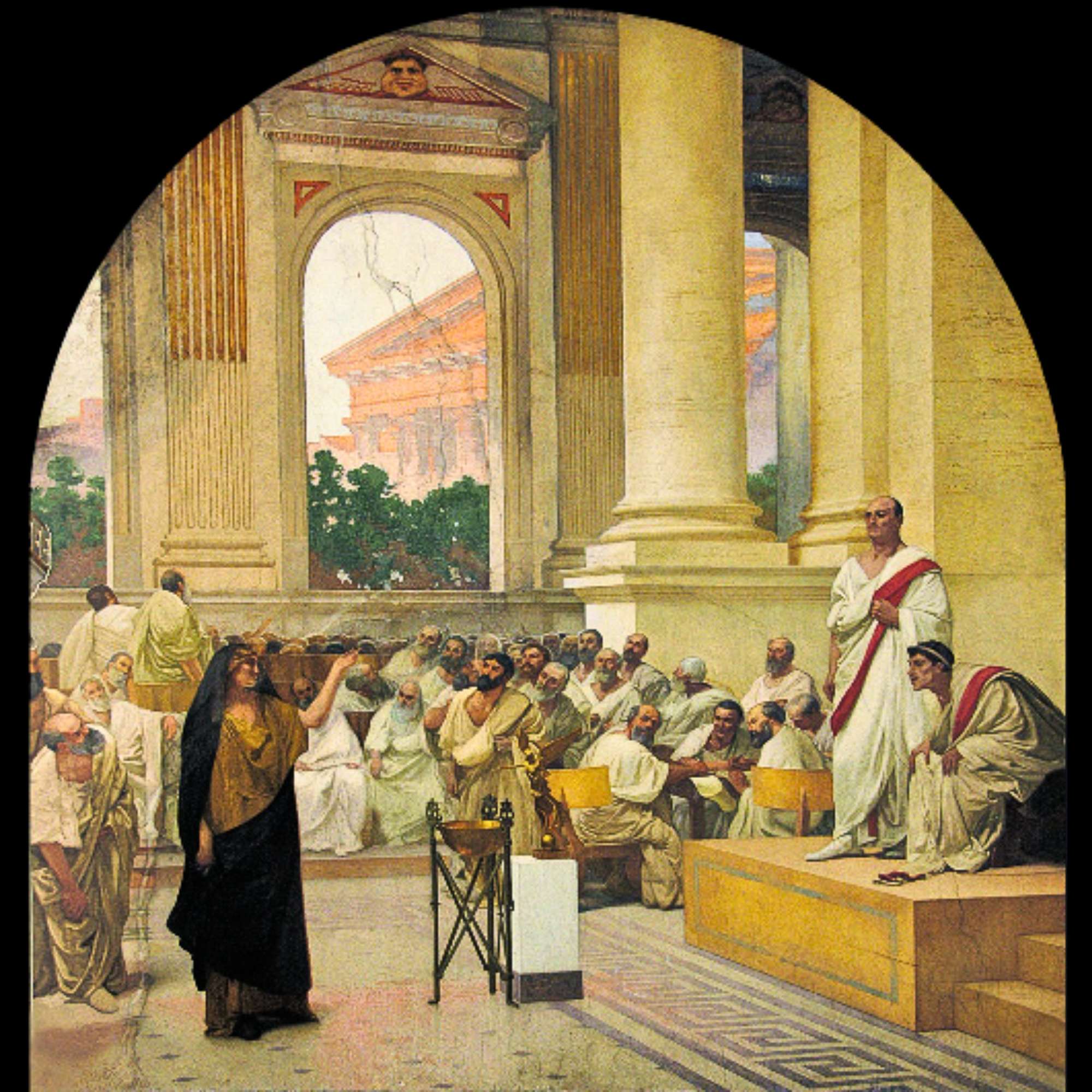 Hispala Fecenia exposing the Bacchanalia to the Roman Senate. Painting by Cesare Maccari