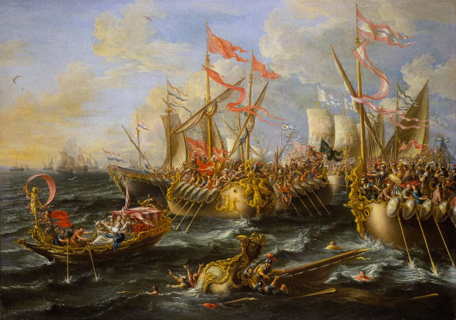 A painting of the Battle of Actium, by Laureys a Castro 