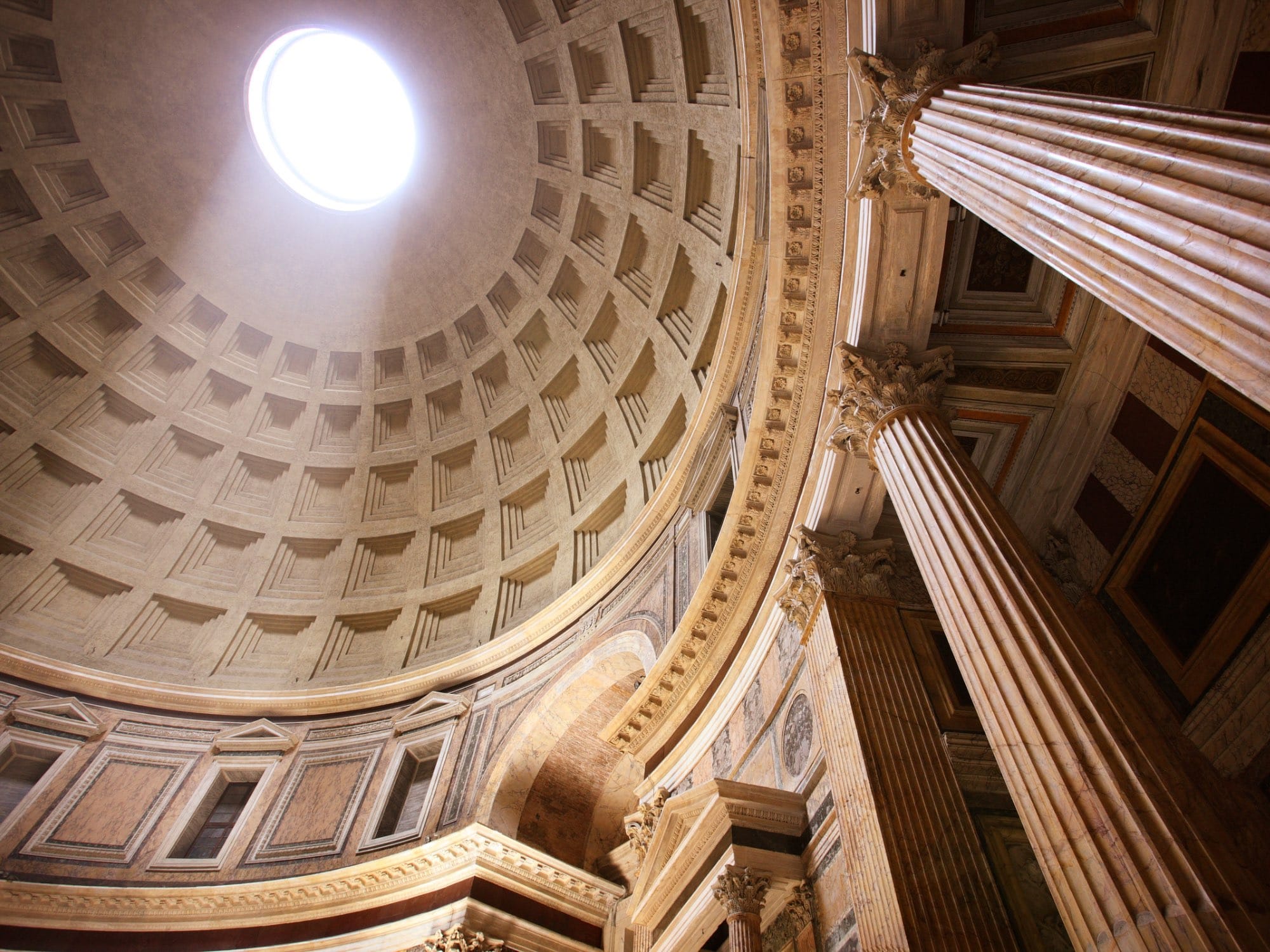 Pantheon’s impressive dome in Rome, was built using volcanic-based building materials