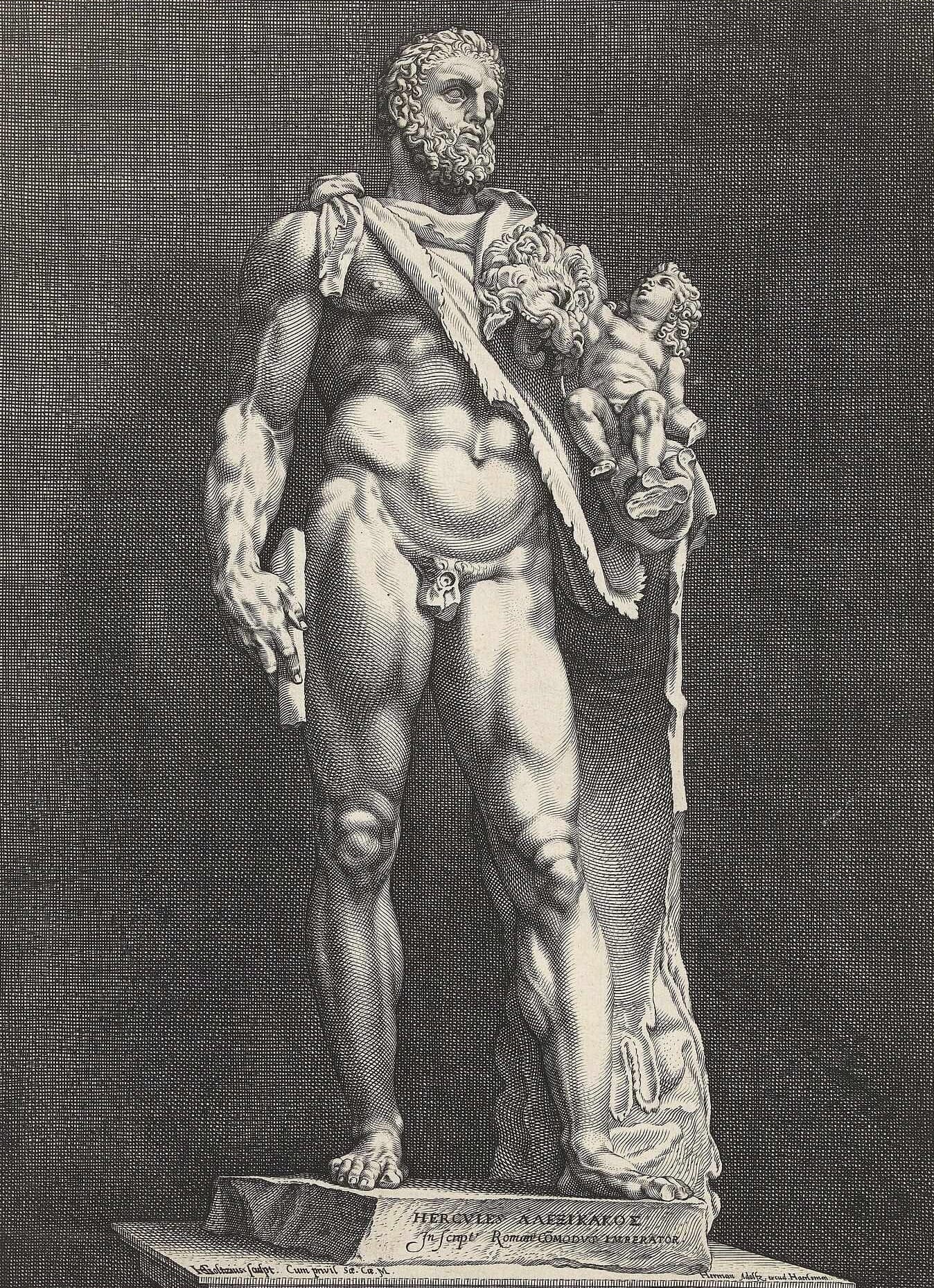 Roman Emperor Commodus as Hercules. Engraving by Hendrick Goltzius