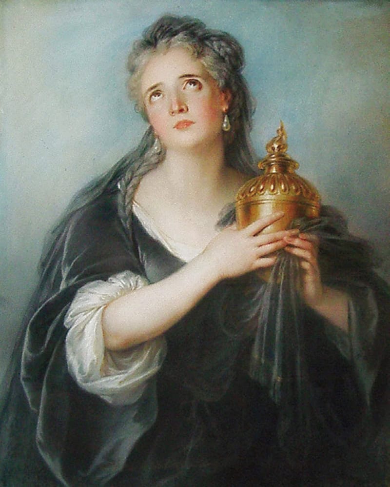 Charles-Antoine Coypel, Portrait of Adrienne Lecouvreurshowing the prominent 18th-century French actress as Cornelia Metella in Pierre Corneille's play The Death of Pompey. 