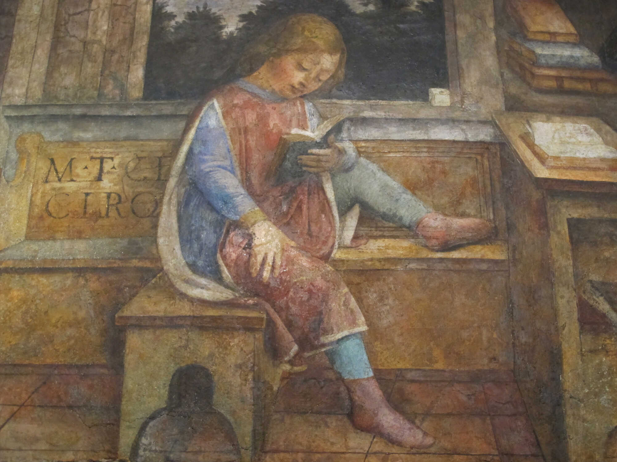 "Young Cicero Reading". Fresco from 1464. By Vincenzo Foppa