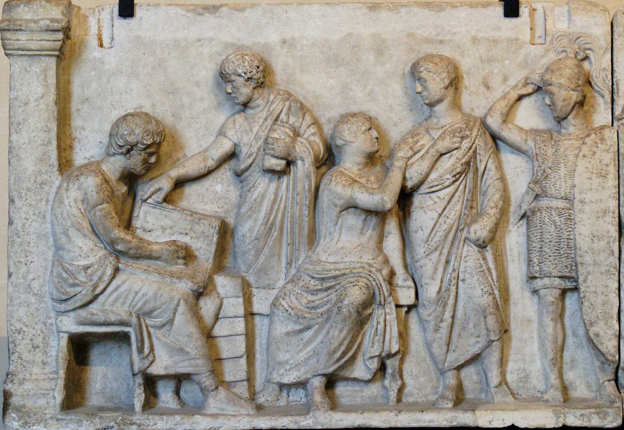 A famous plaque, part of the Altar Domitius Ahenobarbus in Louvre, dubbed “Census Frieze”