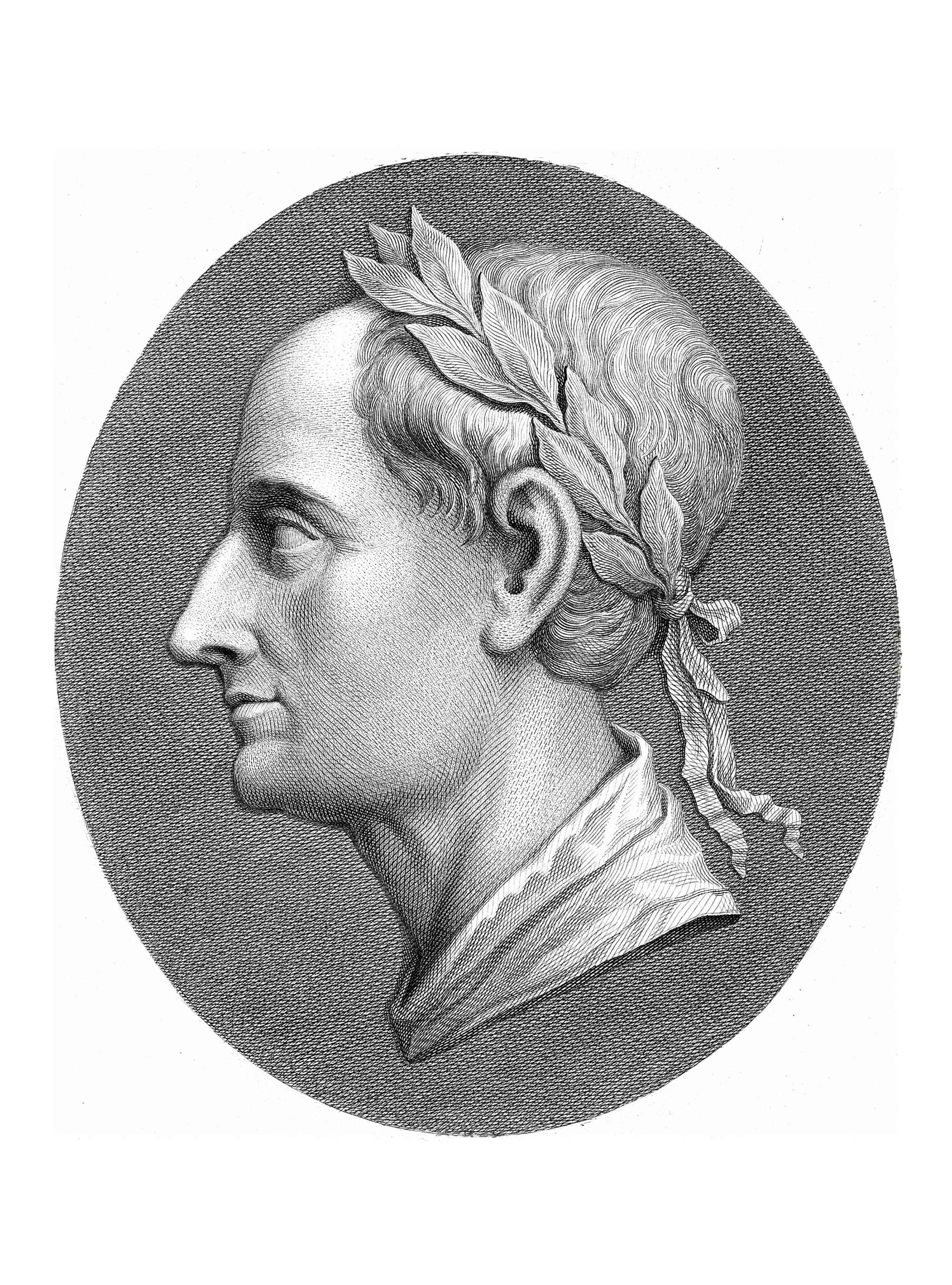 An engraving portrait of Roman Emperor Augustus Caesar. 