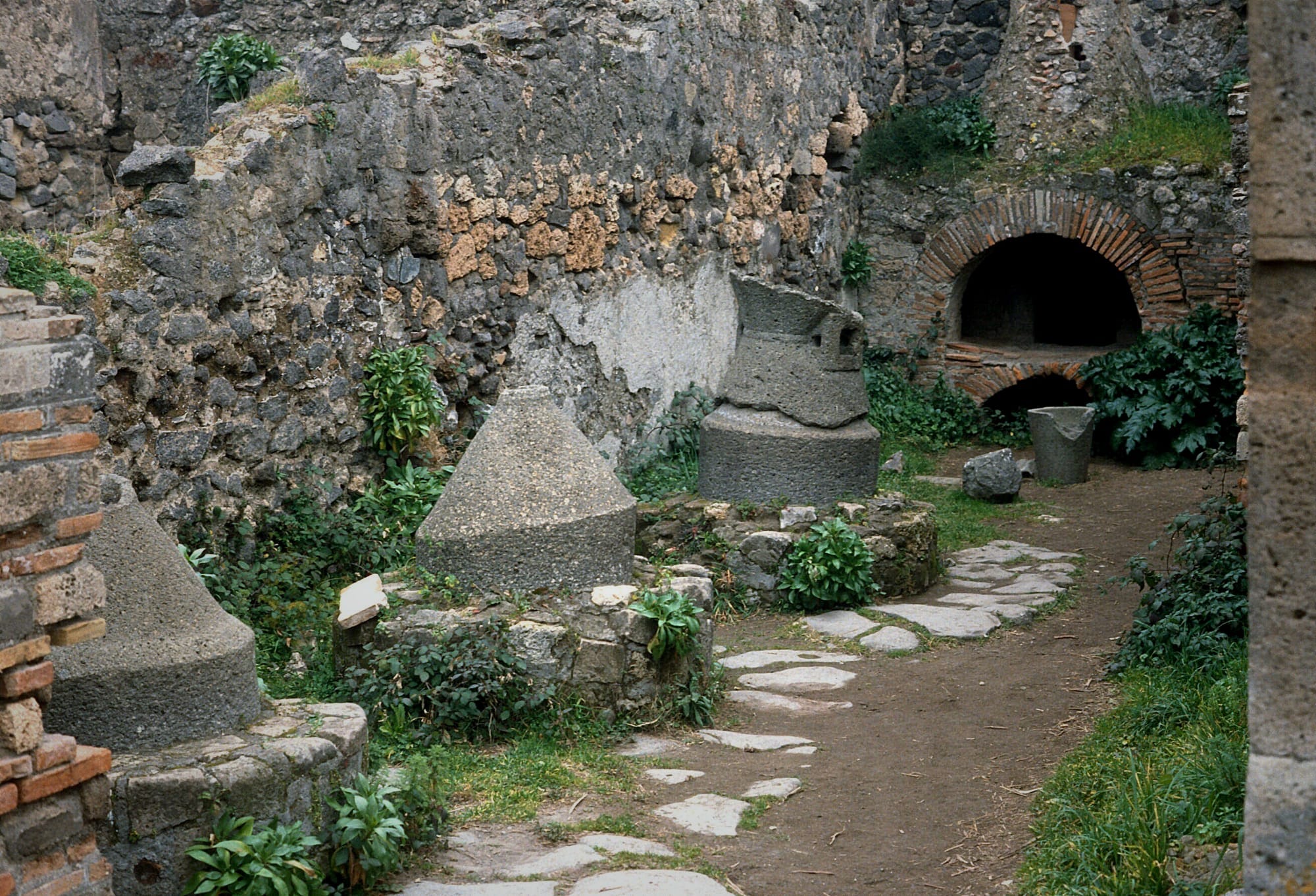 An ancient Roman Bakery in Herculaneum, Pompeii