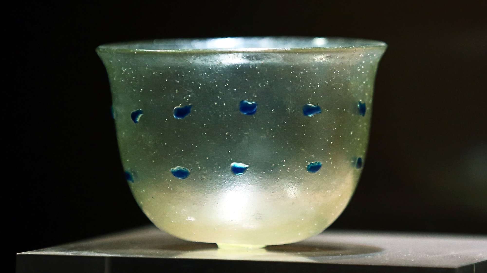 Roman glass artifact found in the ancient Hapcheon, showcasing trade between the Roman Empire and the Orient through the Silk Road