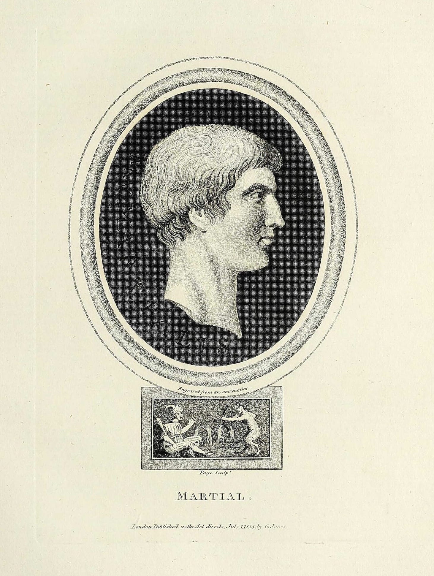 Roman poet Martial, engraving