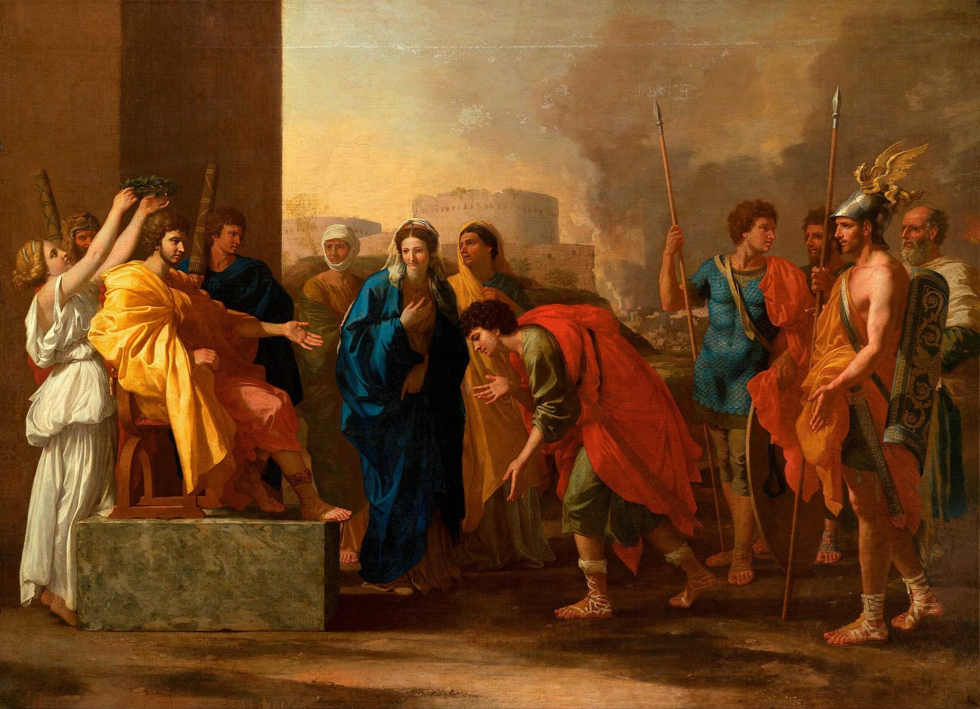 A painting of The Continence of Scipio by Nicolas Poussin