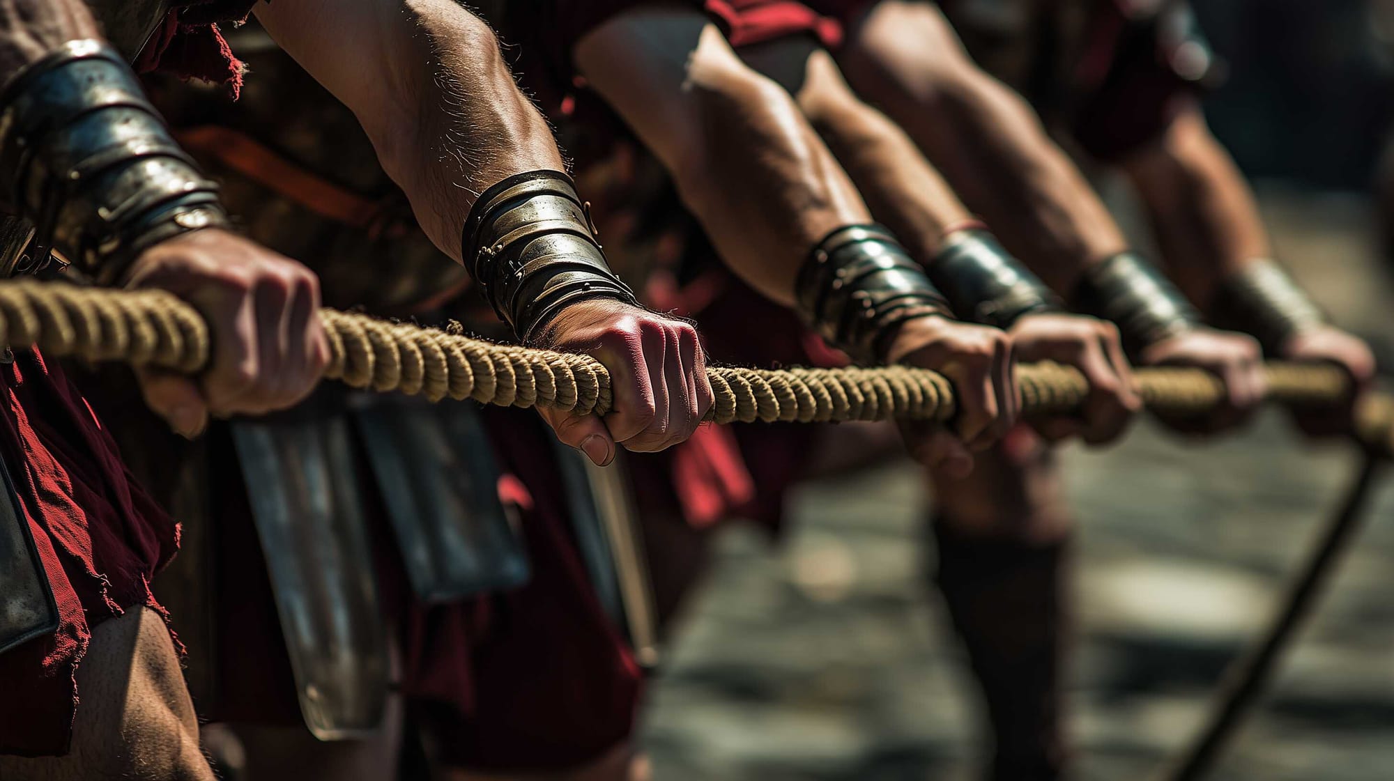 A possible representation of the Roman marines pulling the ropes that held the vela of the Colosseum