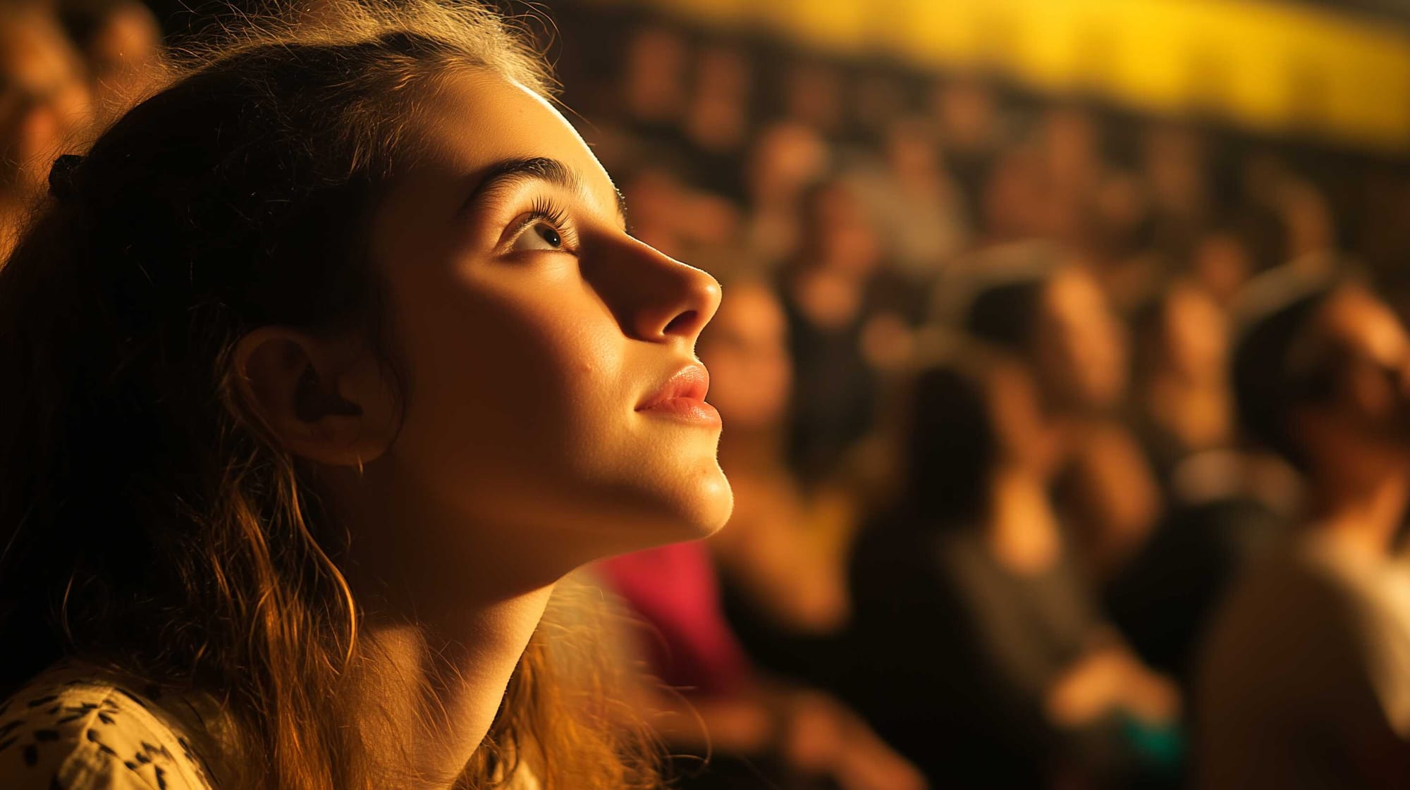 A representation of a young member of the audience, enjoying a cultural event at Odeon of Herodes Atticus, she is seated at the front, but enjoys the acoustic as much as the rest of the audience at the back of the amphitheater