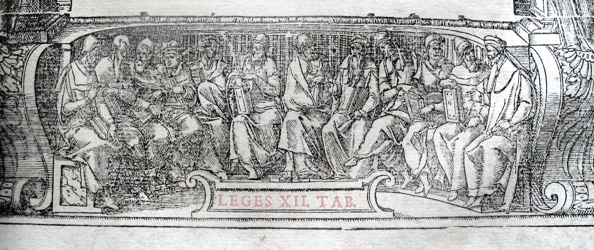 Allegory of the Twelve Tables in a 16th century law book, by Sebastian Sapia