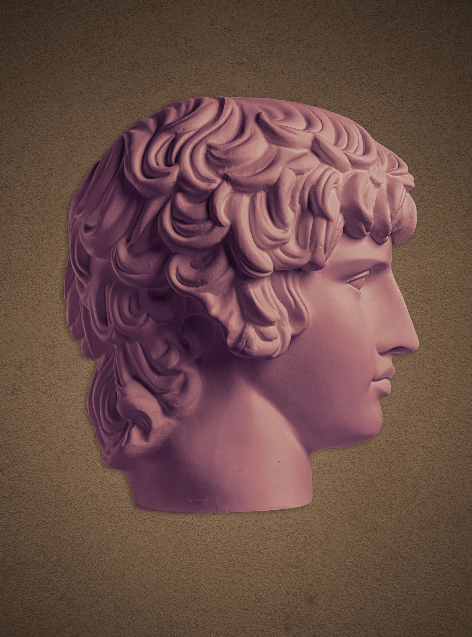 Poster with gypsum copy of the ancient famous statue of Antinous