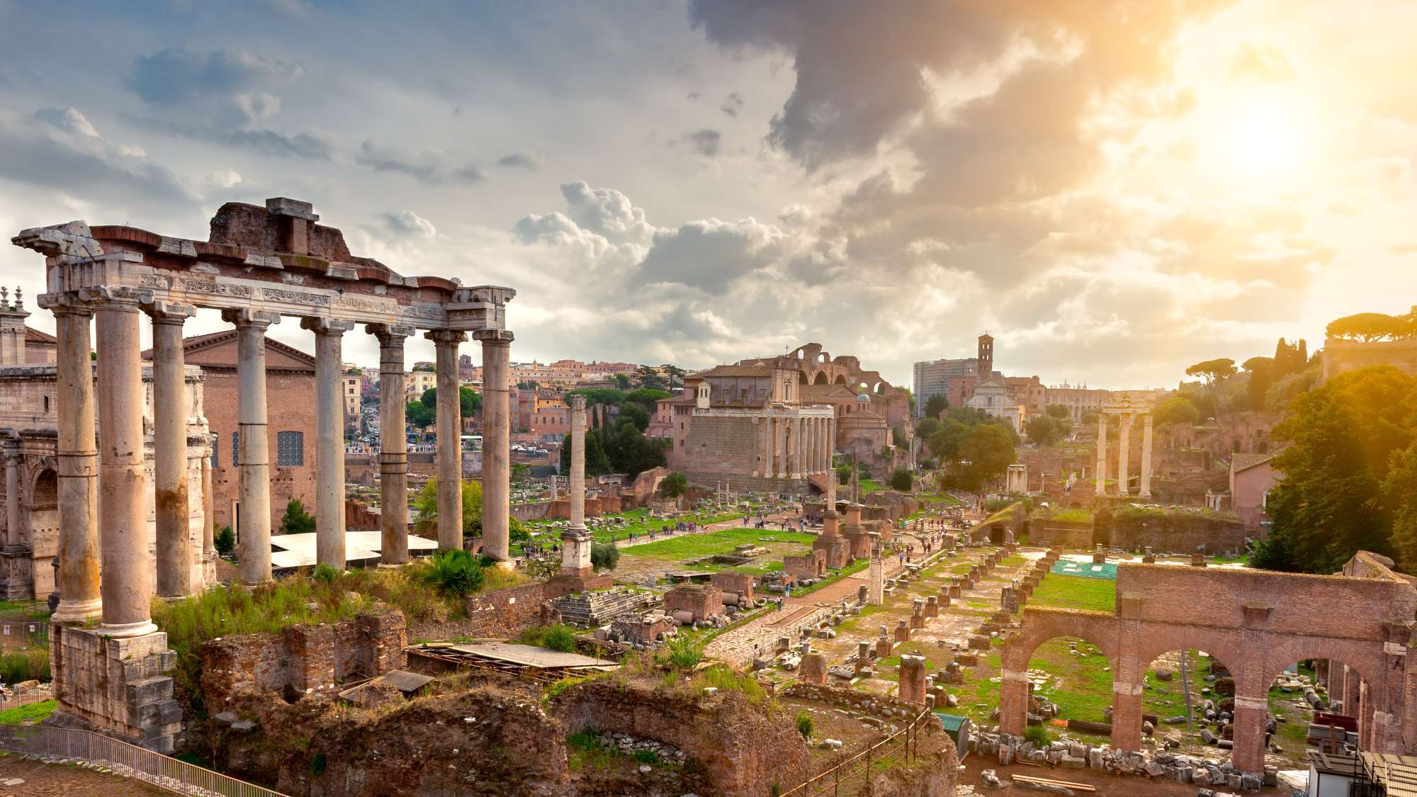 The ruins of the Temple of Saturn in Rome