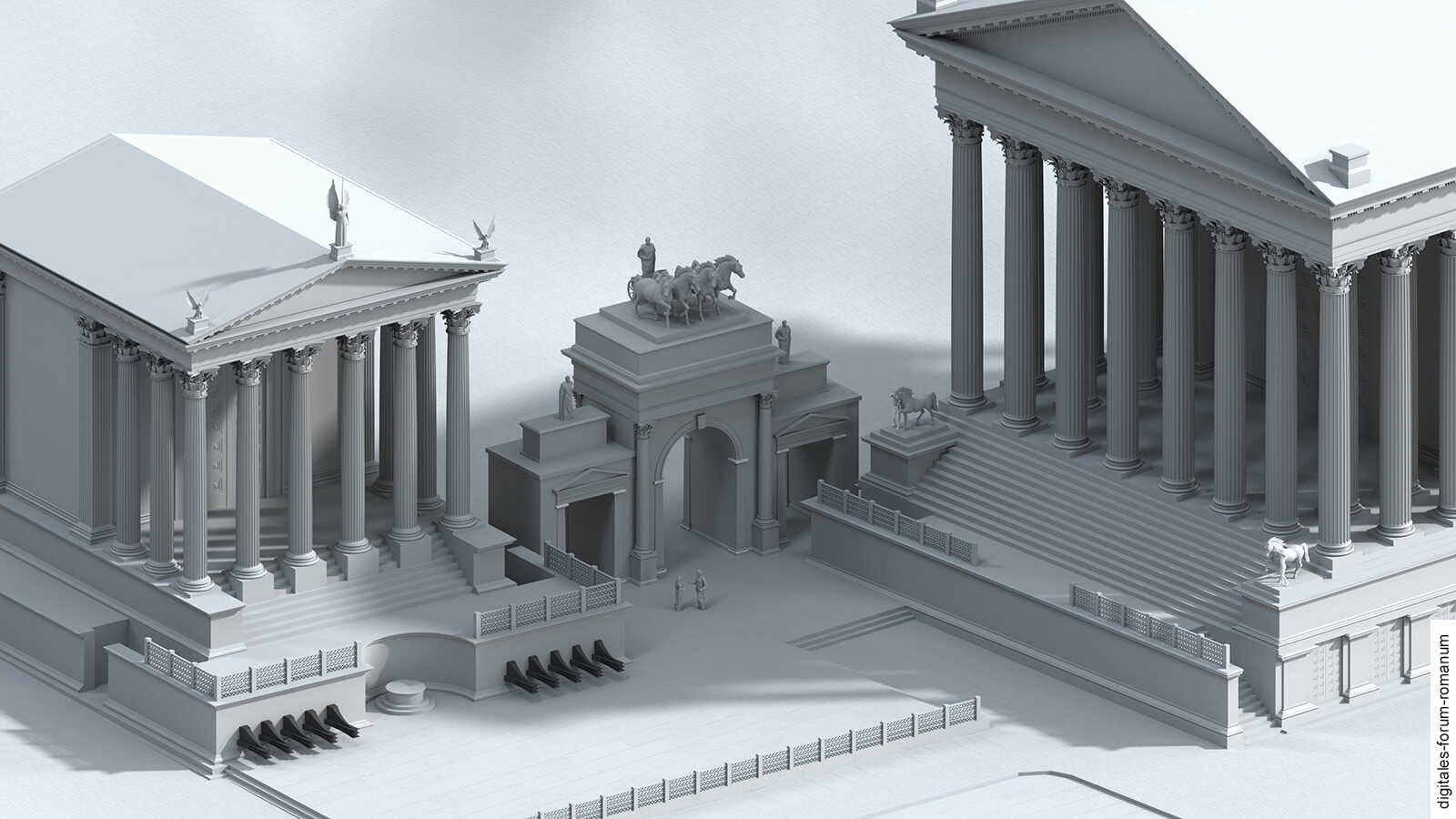 A 3D model of the Parthian Arch, erected by Augustus in Rome