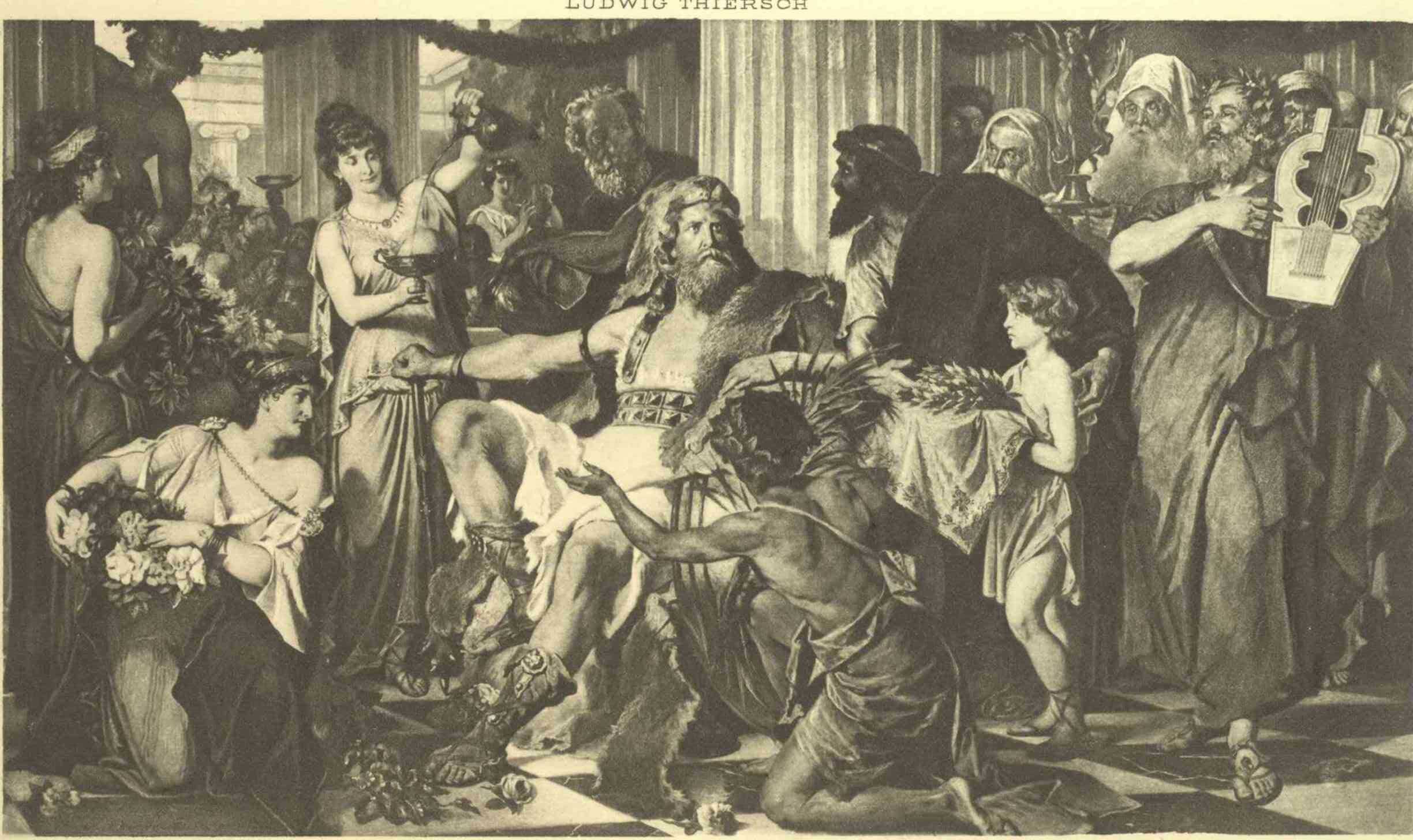 An artwork by Ludwig Thiersch depicting the Visigoth leader Alaric the Bold in Milan