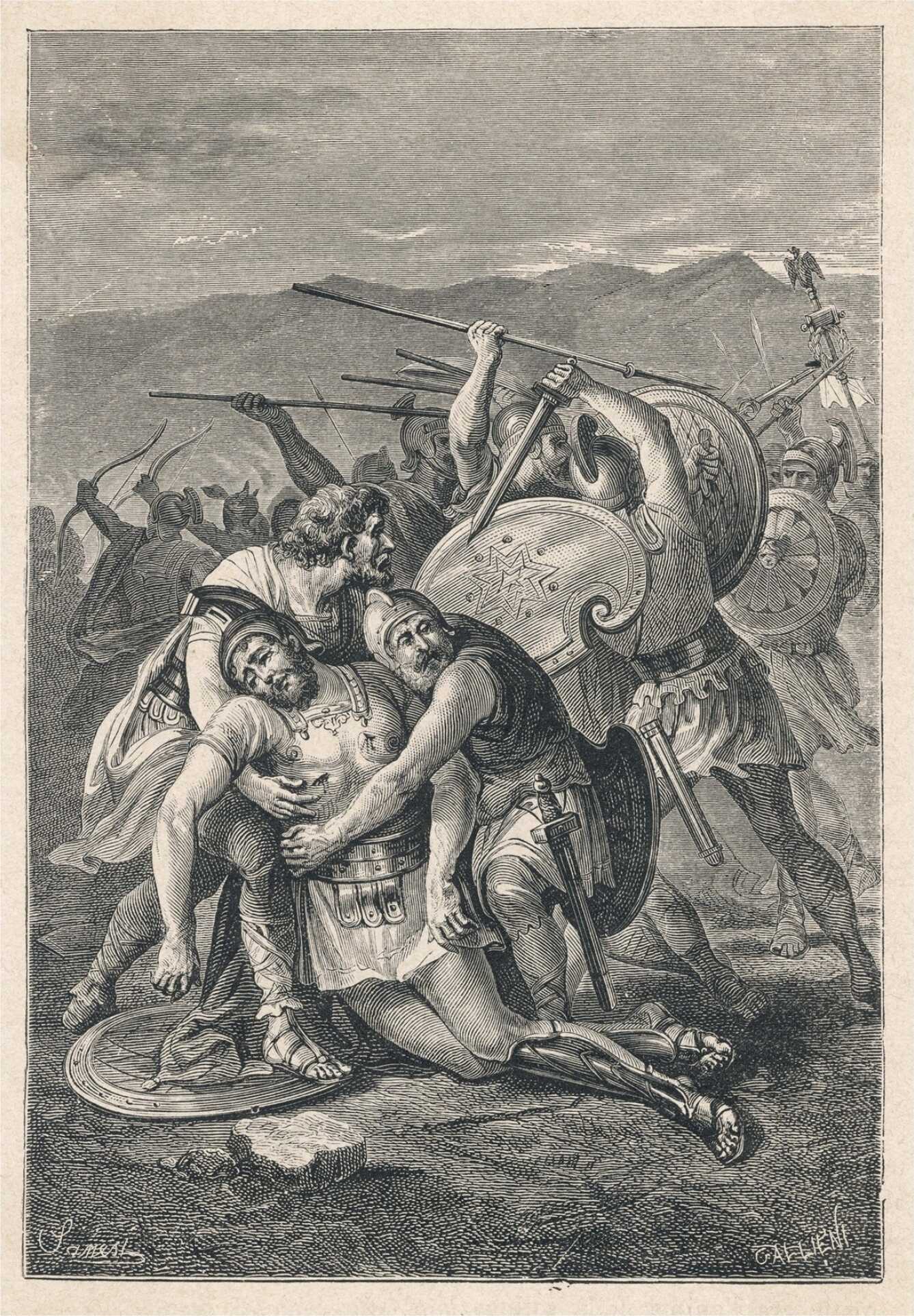 A gravure depicting the death of Spartacus, by Nicola Sanesi