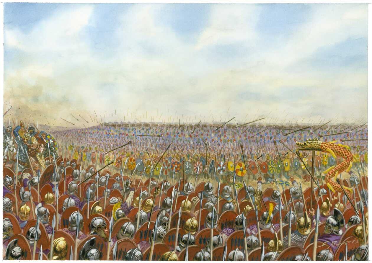 A painting by Giuseppe Rava, depicting the Battle of Adrianople (Hadrianopolis)