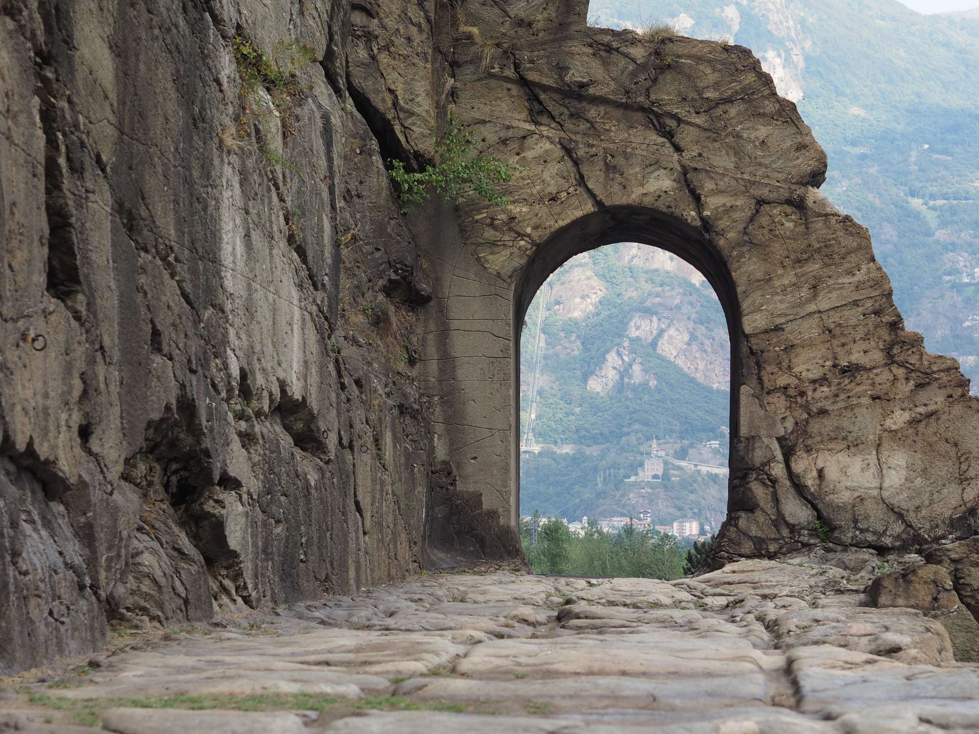 Ancient Roman Road Arch in Donnas, leading to Gaul