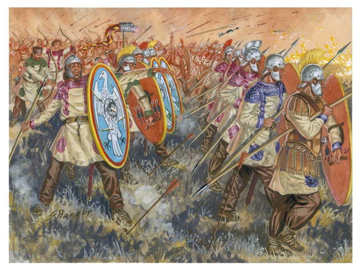 Battle of Adrianople (Hadrianopolis), a painting by Giuseppe Rava