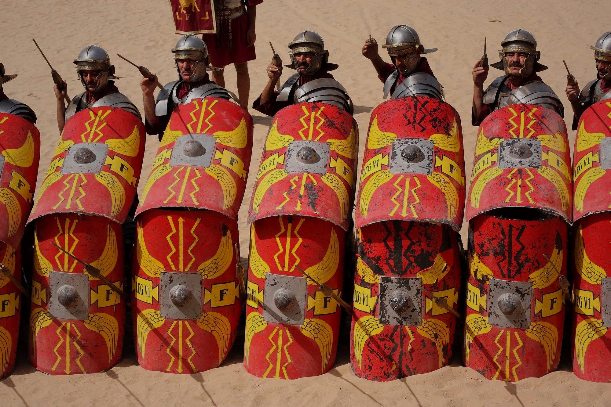 A depiction of the Roman Army & Chariot Experience, in the Hippodrome, Jerash, Jordan