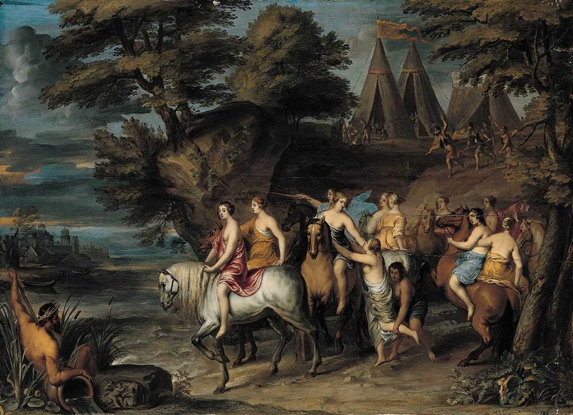 A painting by Frans Wouters depicting Cloelia and Her Companions Escaping from the Etruscans