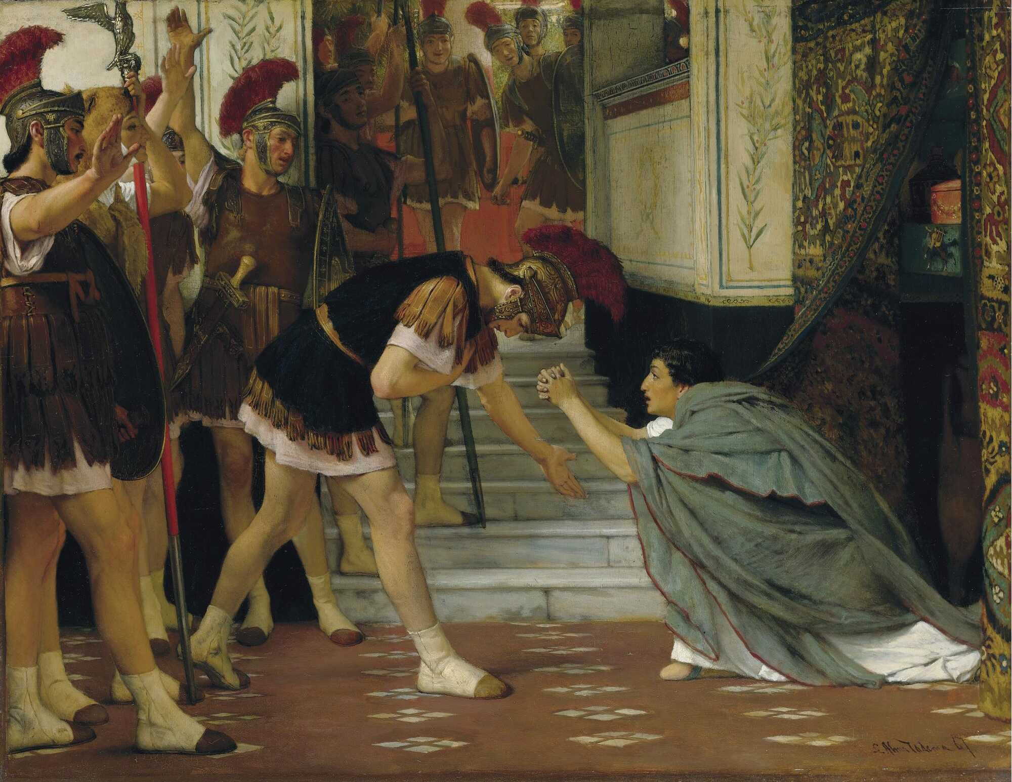 A painting by Sir Lawrence Alma-Tadema depicting the Praetorian Guard proclaiming Claudius as an Emperor