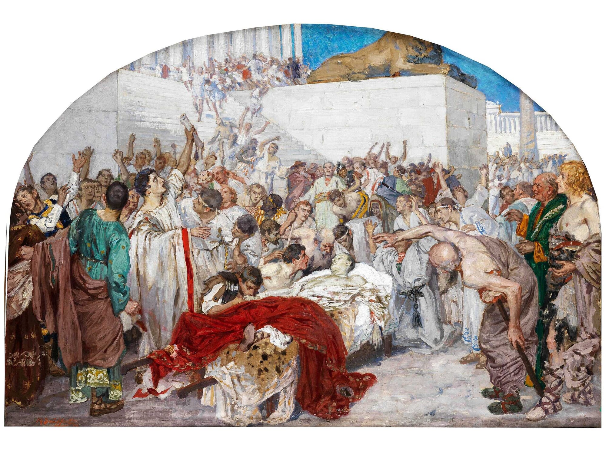 Robert Seuffert’s painting of Mark Antony orating above the body of Julius Caesar