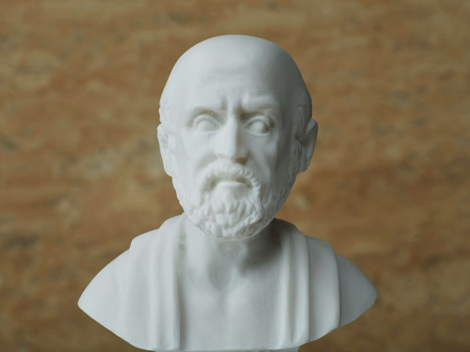 A bust of Hippocrates, the Ancient Greek father of Medicine